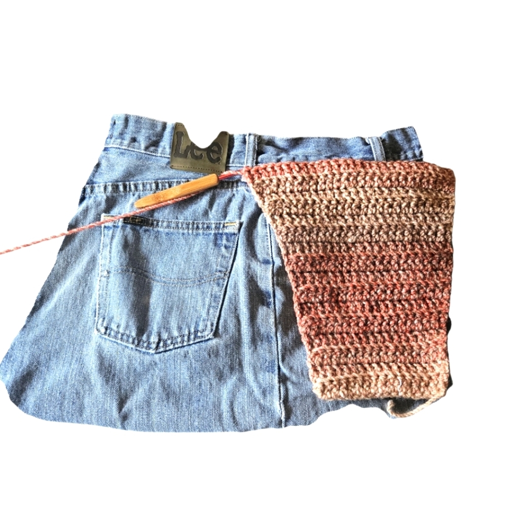 Handmade Halloween Upcycled Jean Crochet Crossbody Bag  Eco-Friendly Fall Purse - Picture 9 of 17